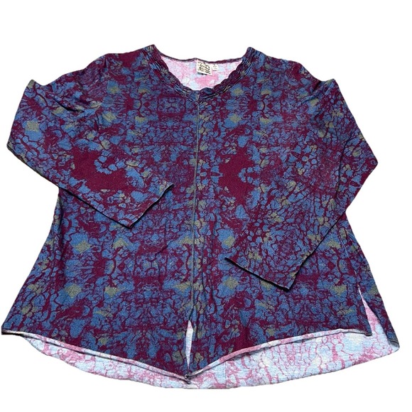 Parsley & Sage Tunic Top Cotton V-Neck Red Boho Artsy Colorful Hippie Women's S - Picture 1 of 6